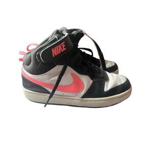 Nike court borough mid 2 black white pink size 4.5 Y big Girls sneakers